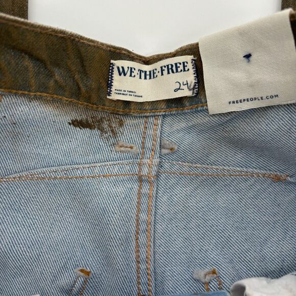 Free People Good Luck High Rise Coated Barrel Jeans in New Moon Size 24 New - Picture 9 of 16